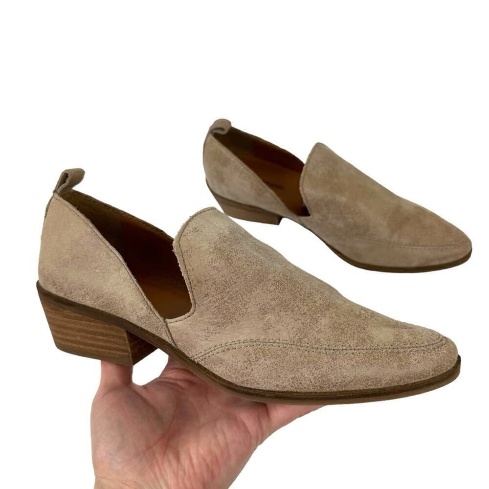 Lucky Brand Mahzan Chop-out Pointed Toe Leather Loafers Hazel Size 8.5 Tan